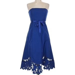 Betsey Johnson Elegant Blue Cutout Strapless Cotton Dress Size 8